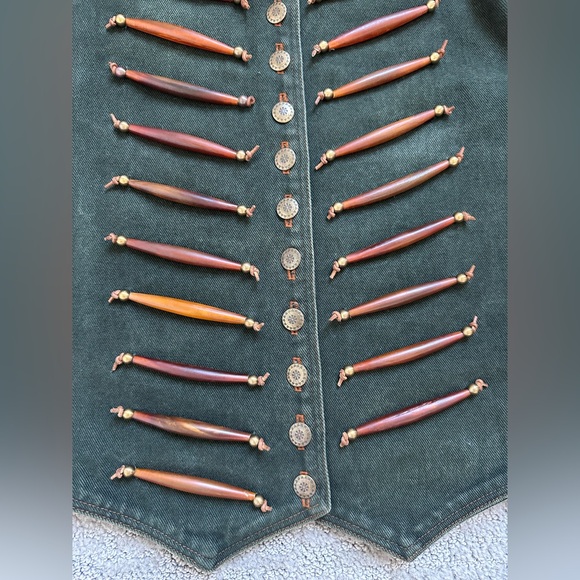 Double D Ranch Vintage Denim Fringe Jacket – Cropped Western Cowgirl M - Picture 5 of 16